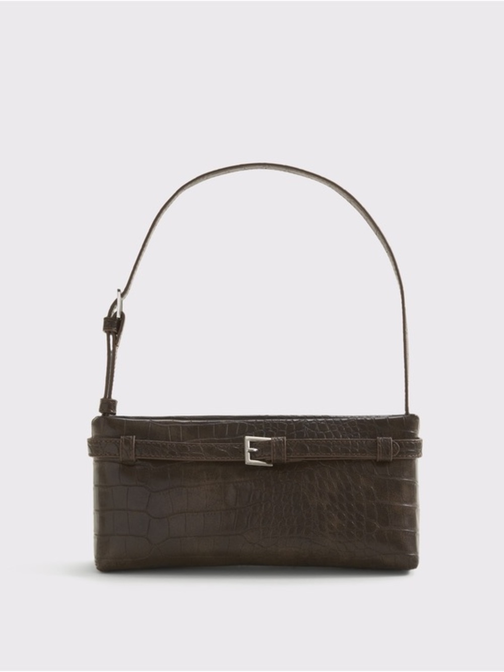 Abercrombie & Fitch Dark Brown Croc-Embossed Shoulder Bag